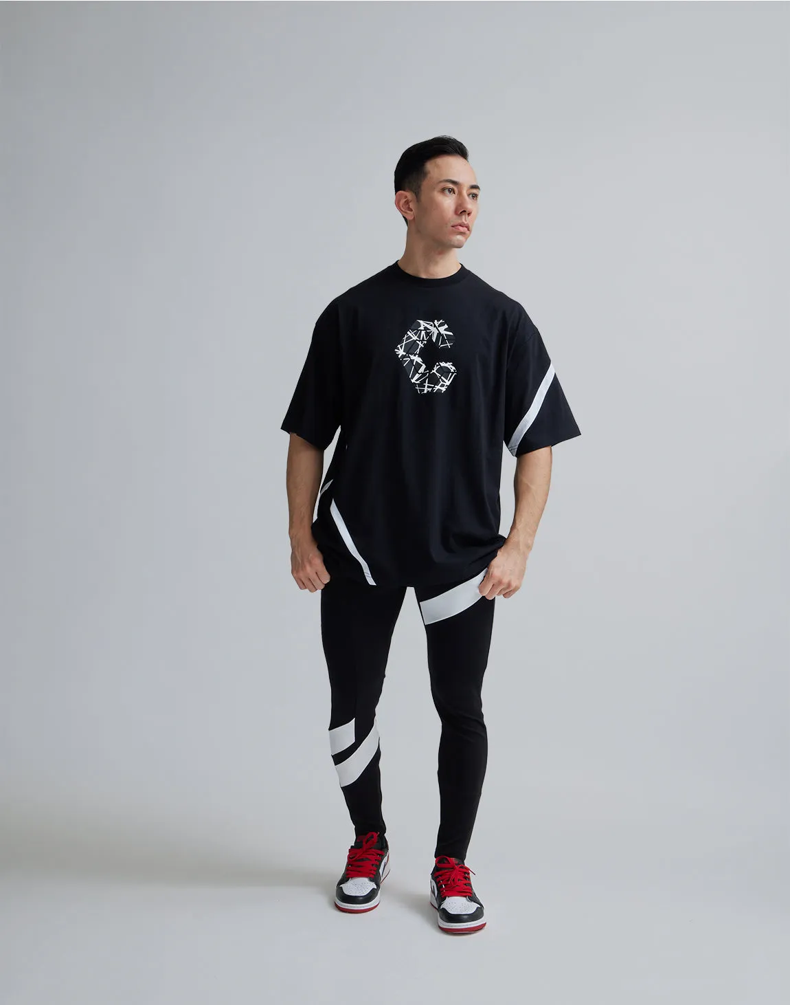 CRONOS GEOMETRIC LOGO OVERSAIZE T-SHIRTS【BLACK】