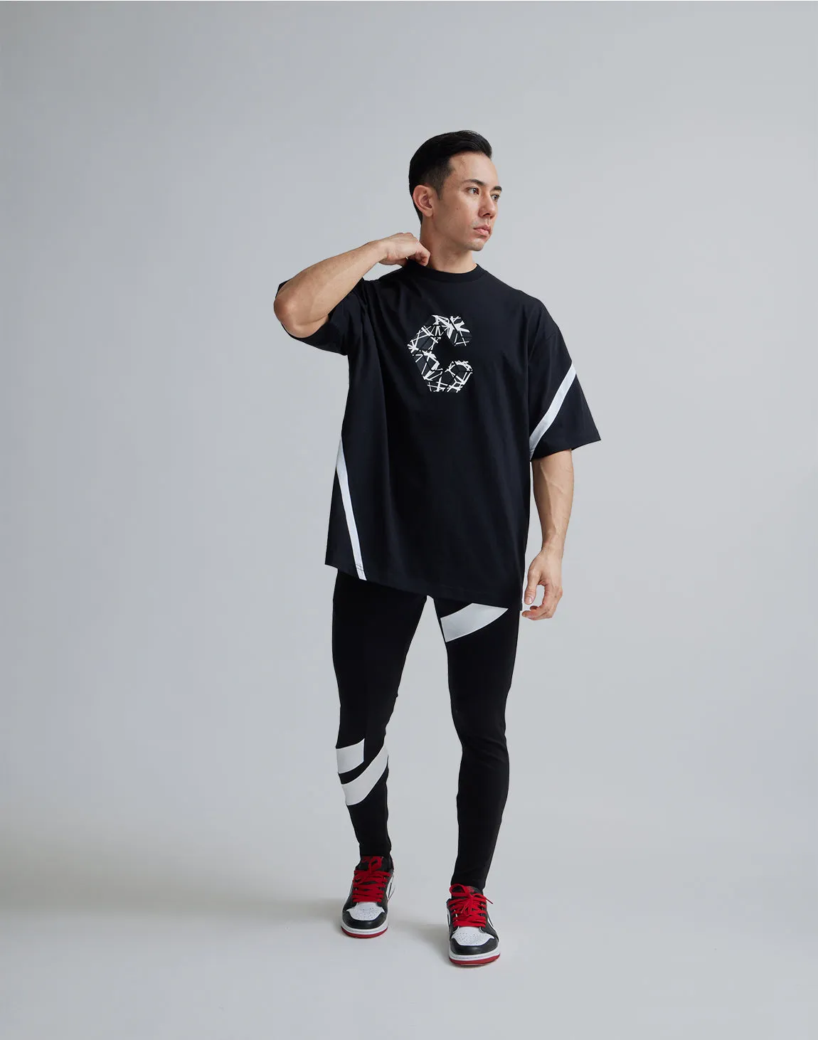 CRONOS GEOMETRIC LOGO OVERSAIZE T-SHIRTS【BLACK】