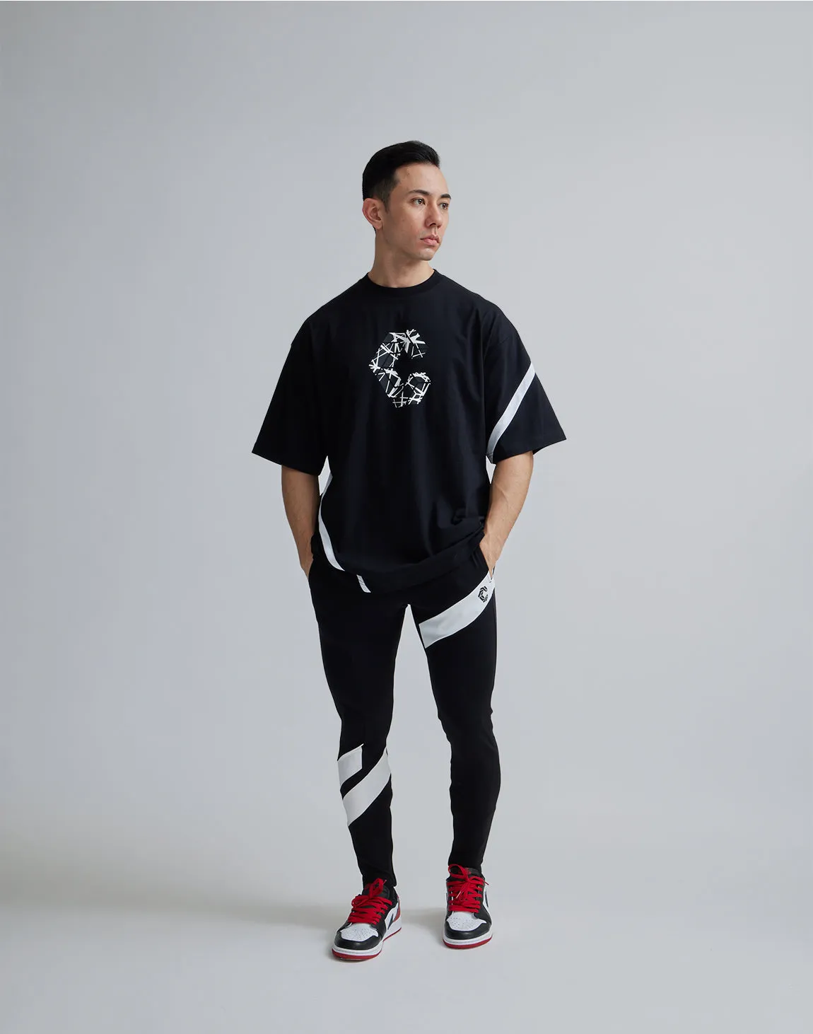 CRONOS GEOMETRIC LOGO OVERSAIZE T-SHIRTS【BLACK】