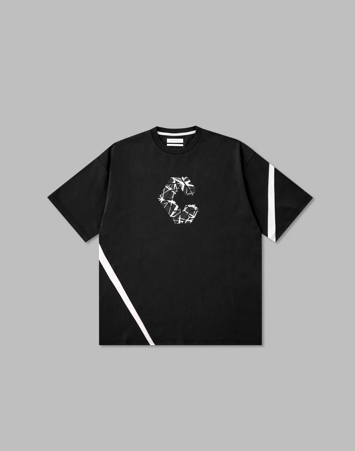 CRONOS GEOMETRIC LOGO OVERSAIZE T-SHIRTS【BLACK】