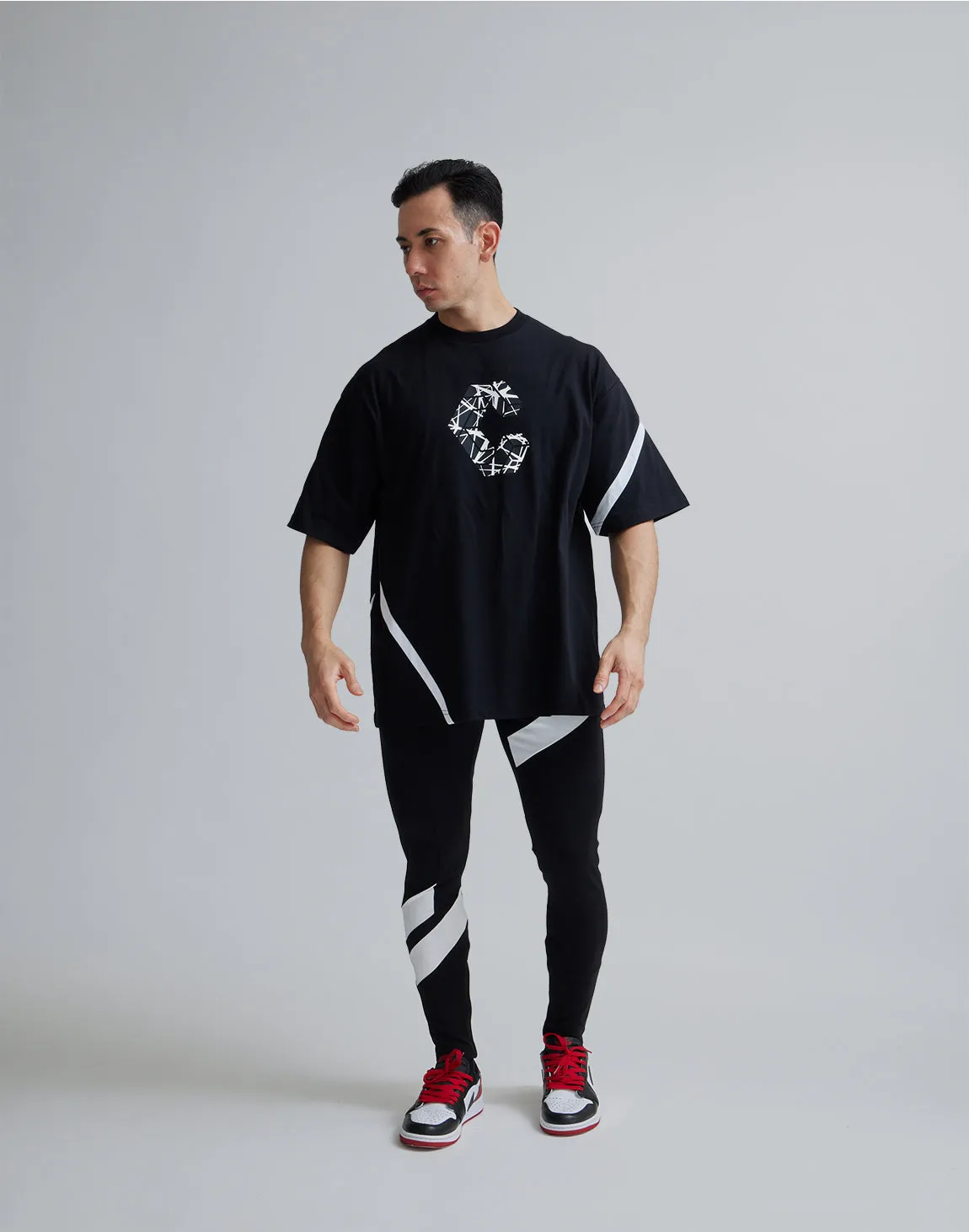 CRONOS GEOMETRIC LOGO OVERSAIZE T-SHIRTS【BLACK】