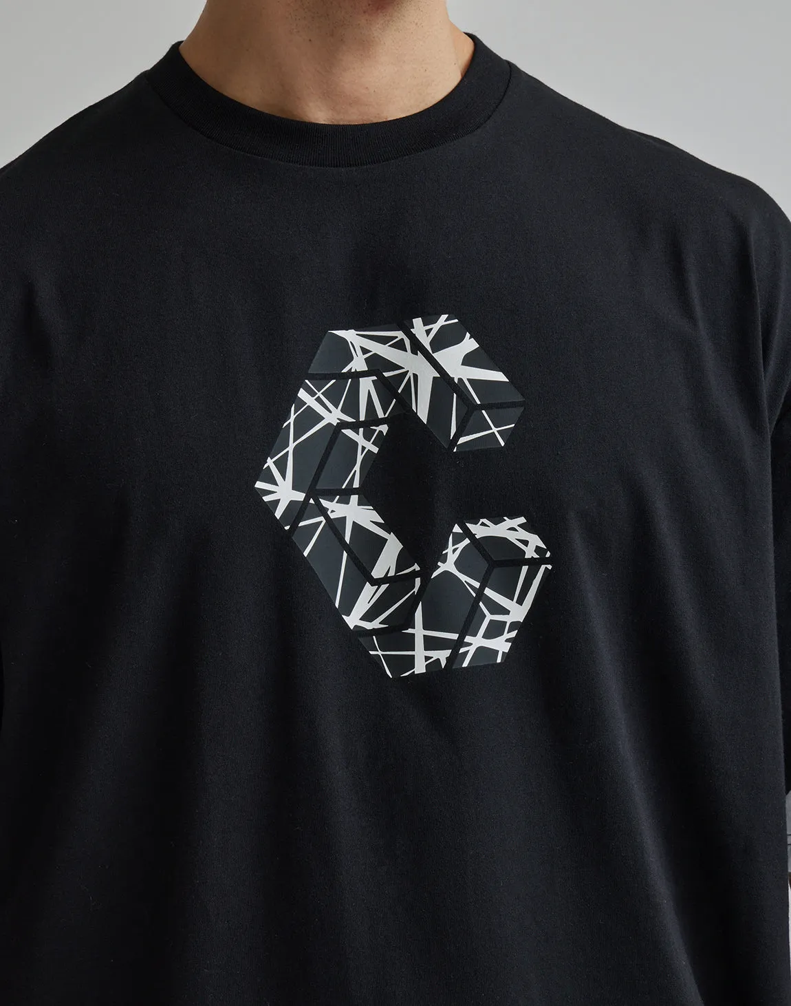 CRONOS GEOMETRIC LOGO OVERSAIZE T-SHIRTS【BLACK】