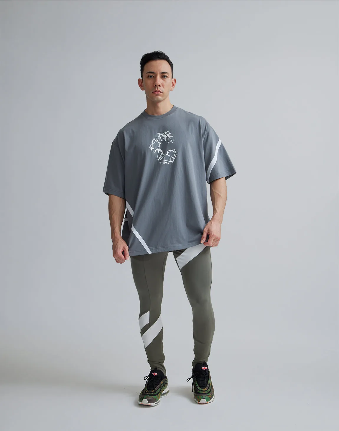 CRONOS GEOMETRIC LOGO OVERSAIZE T-SHIRTS【GRAY】