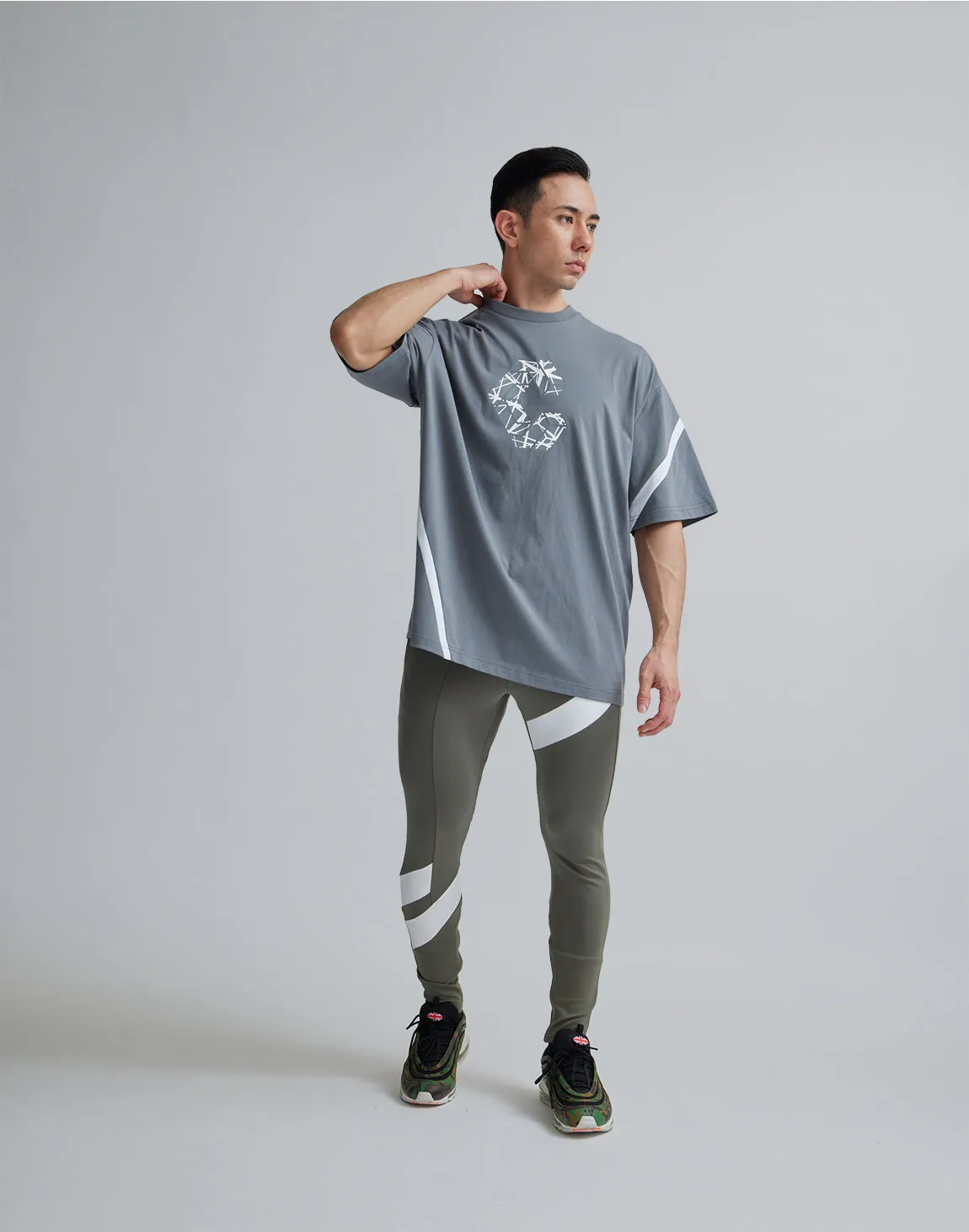 CRONOS GEOMETRIC LOGO OVERSAIZE T-SHIRTS【GRAY】