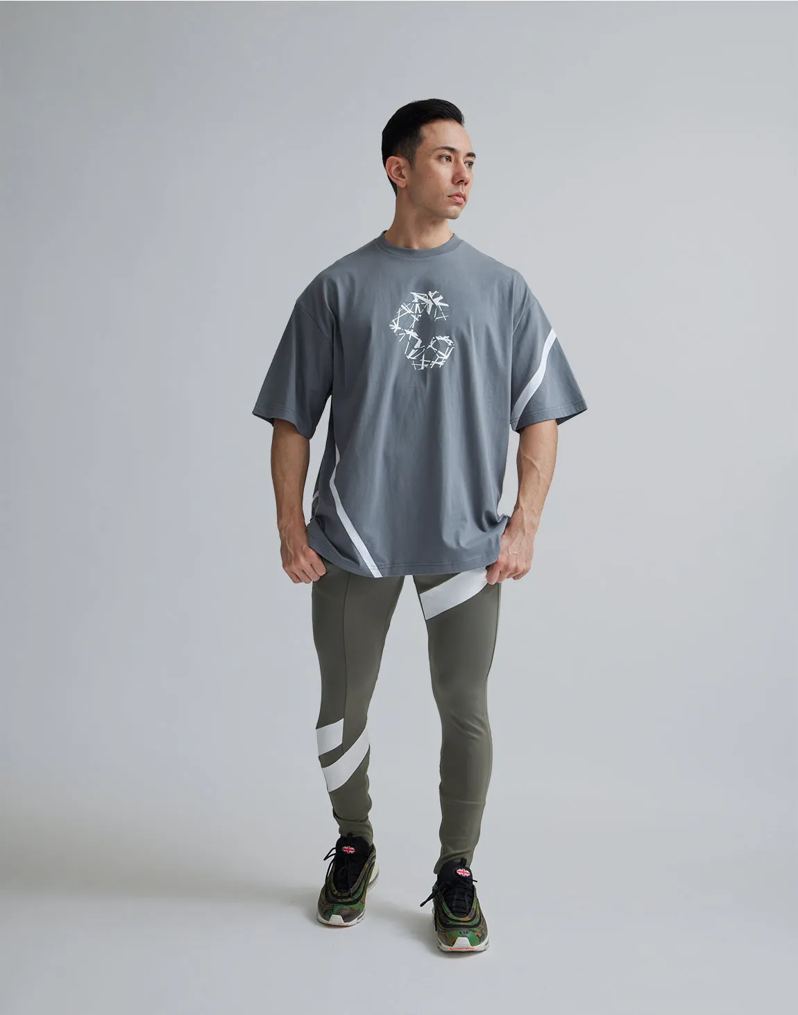 CRONOS GEOMETRIC LOGO OVERSAIZE T-SHIRTS【GRAY】