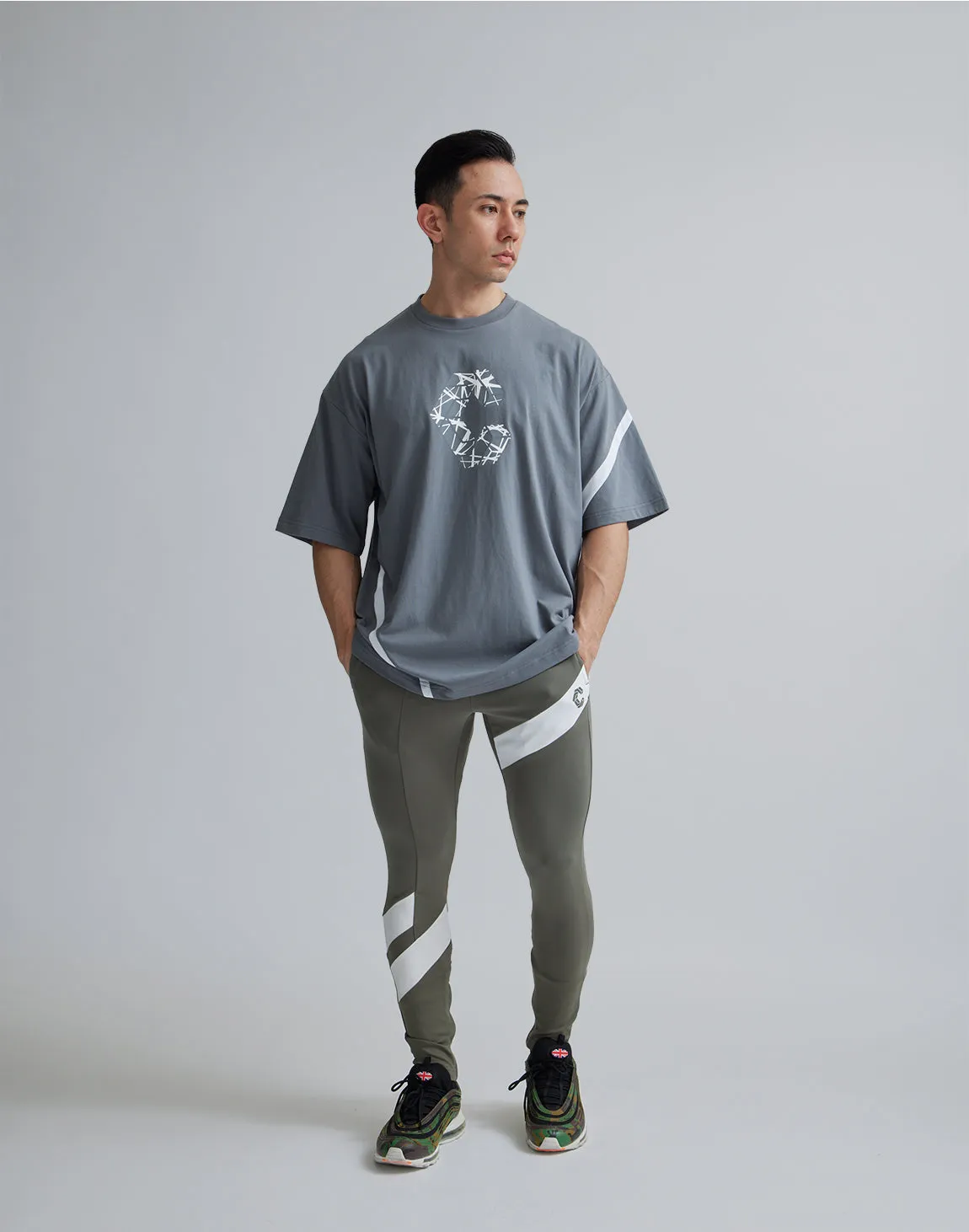 CRONOS GEOMETRIC LOGO OVERSAIZE T-SHIRTS【GRAY】