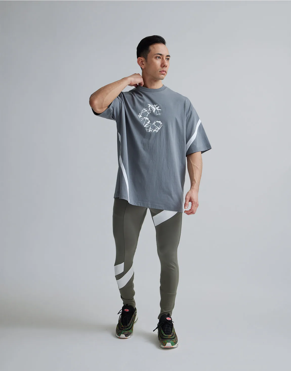 CRONOS GEOMETRIC LOGO OVERSAIZE T-SHIRTS【GRAY】