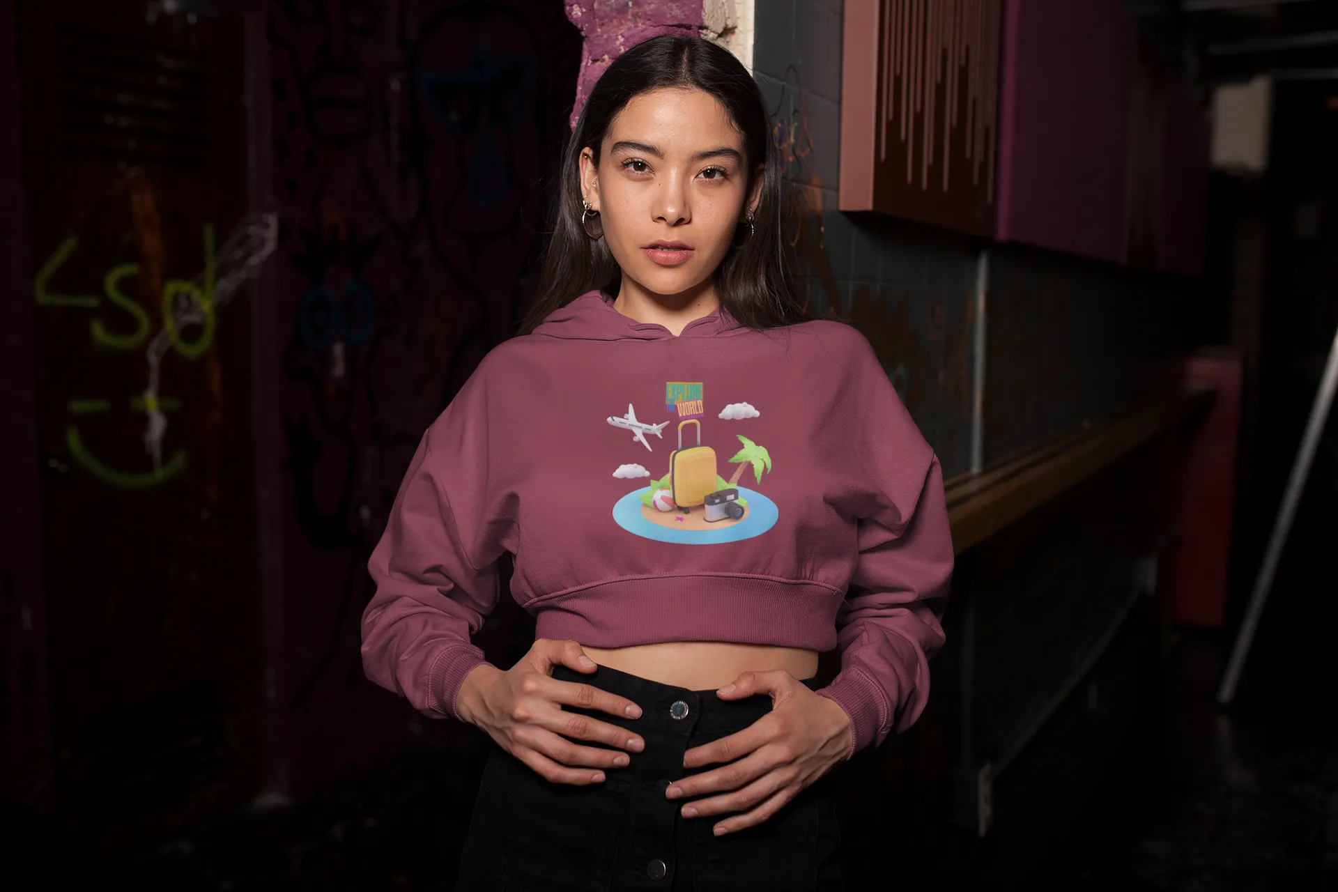Crop Hoodies - Explore the World Women