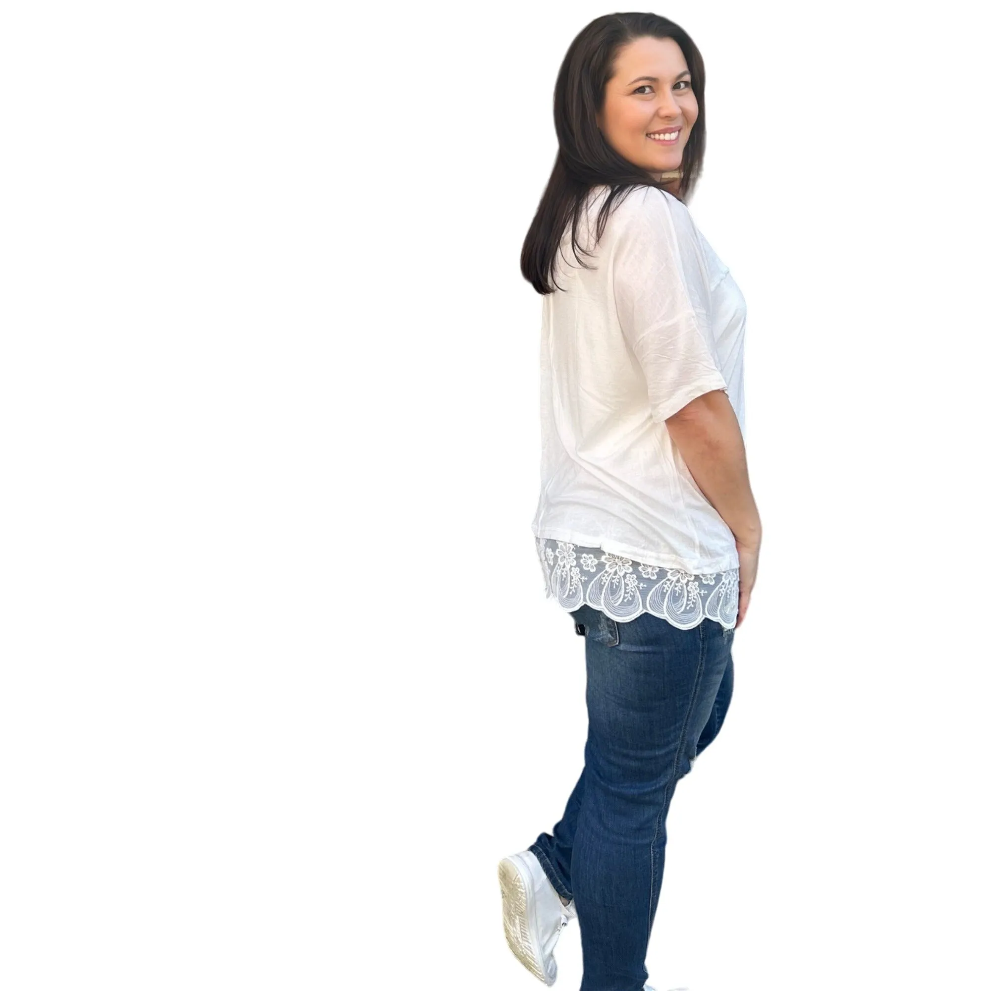 Culture Code Pink Crew Neck Exposed Yoke Seam Short Sleeve Boxy Top CAY1646