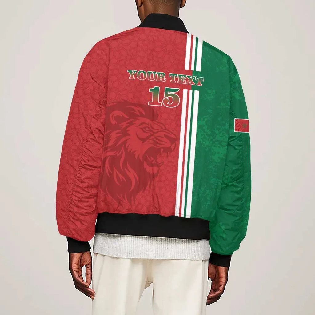 Custom Afro Morocco Football Sleeve Zip Bomber Jacket With Islamic Pattern LT15