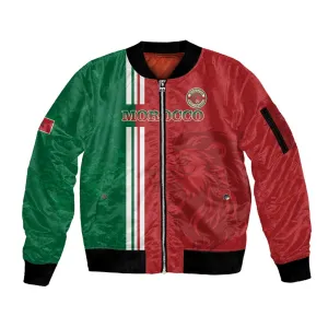 Custom Afro Morocco Football Sleeve Zip Bomber Jacket With Islamic Pattern LT15
