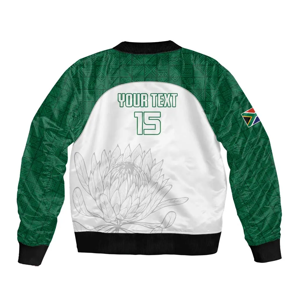 Custom Afro South Africa Cricket Bomber Jacket Go Proteas - African Pattern LT15