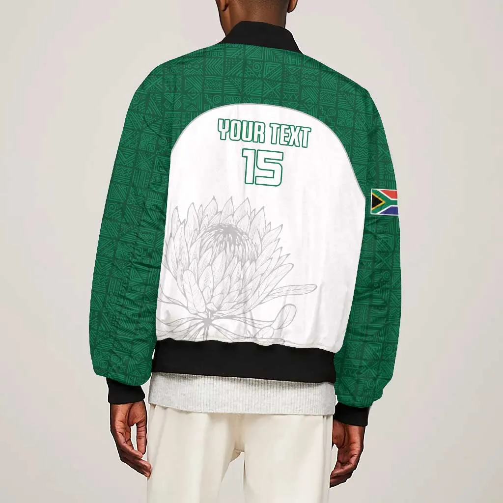 Custom Afro South Africa Cricket Bomber Jacket Go Proteas - African Pattern LT15