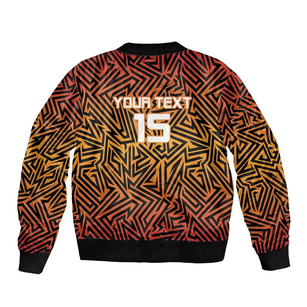 Custom Afro South Africa Cricket Sleeve Zip Bomber Jacket Eastern Cape - Go Sunrisers LT15