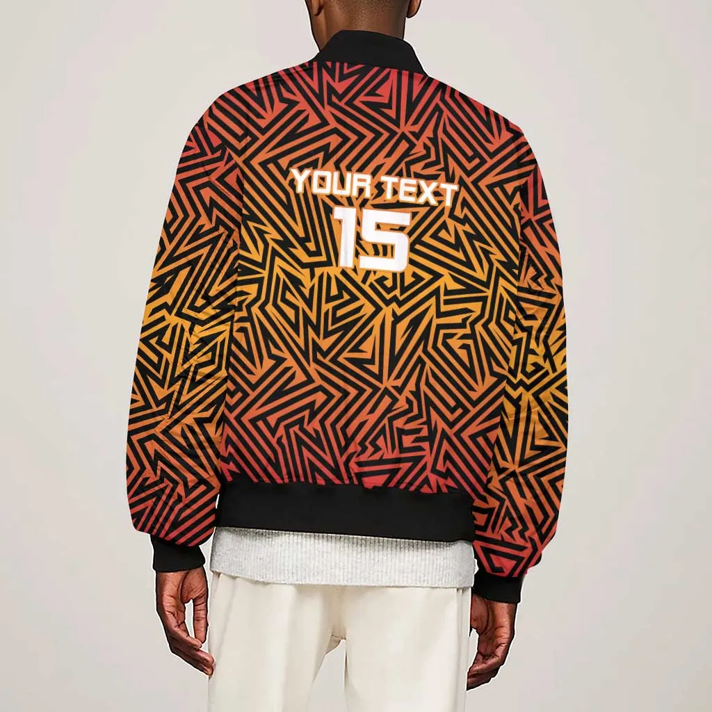 Custom Afro South Africa Cricket Sleeve Zip Bomber Jacket Eastern Cape - Go Sunrisers LT15