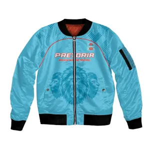 Custom Afro South Africa Cricket Sleeve Zip Bomber Jacket Roar Saam More - This Is Pretoria LT15
