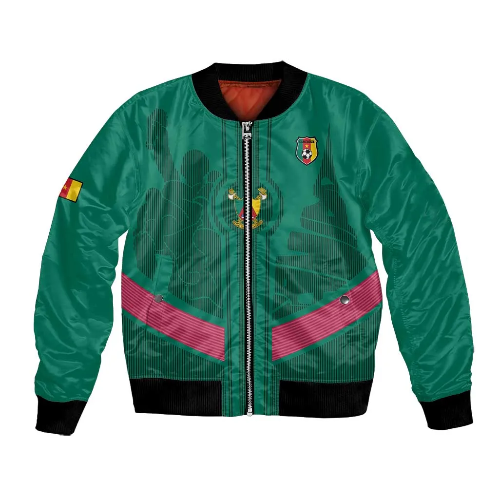 Custom Cameroun Football Bomber Jacket Allez les Lions LT15