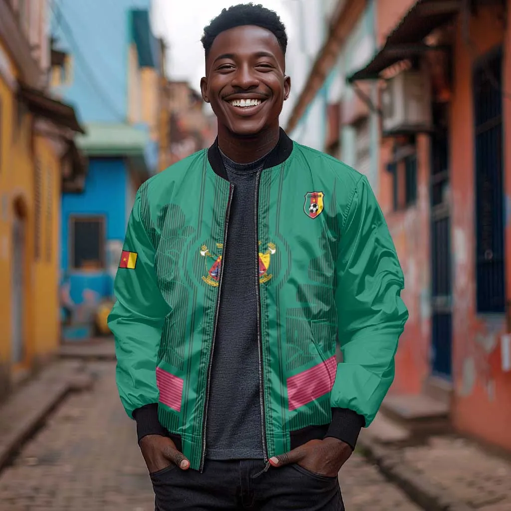 Custom Cameroun Football Bomber Jacket Allez les Lions LT15