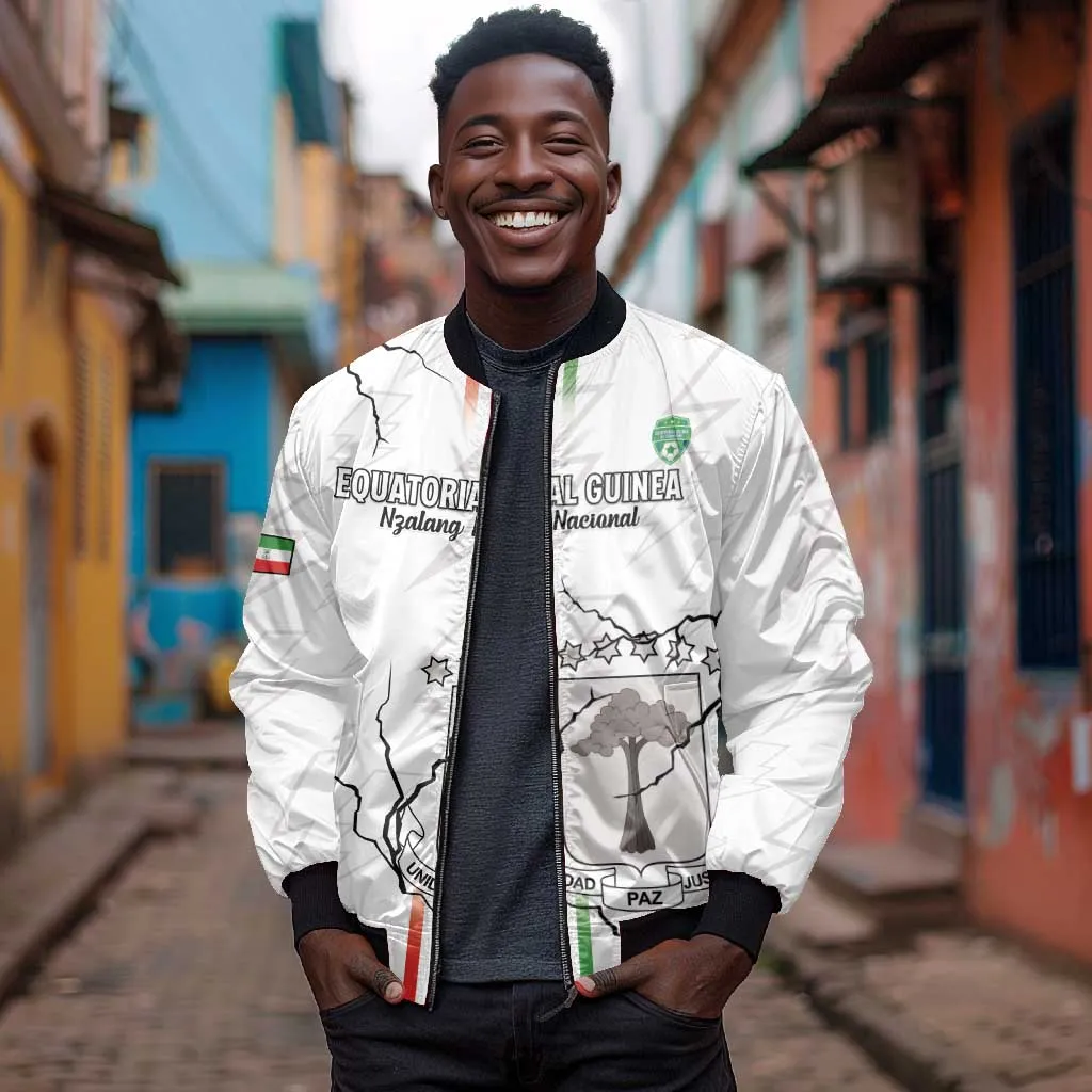 Custom Equatorial Guinea Football Bomber Jacket Go Champions - White Version LT15