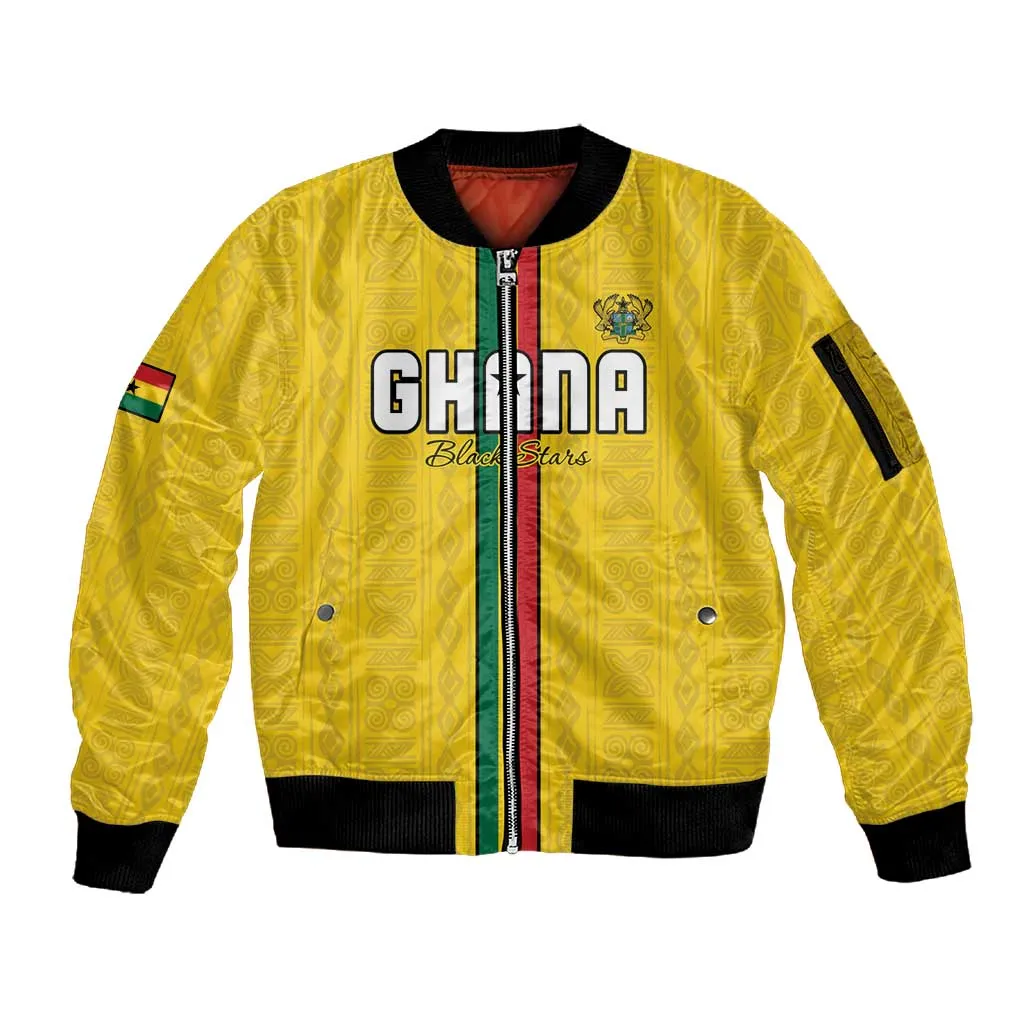 Custom Ghana Football Sleeve Zip Bomber Jacket We Are Champions LT15