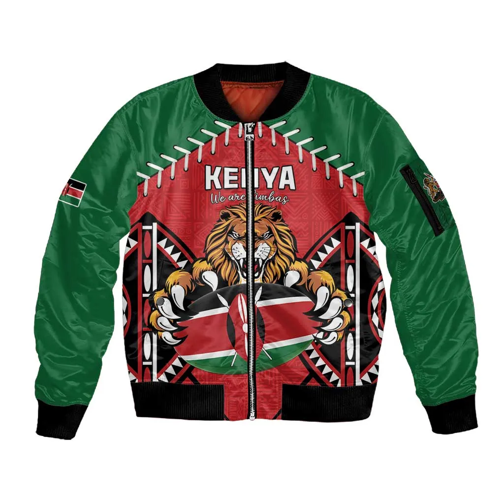 Custom Kenya Rugby Sleeve Zip Bomber Jacket We Are Simbas LT15