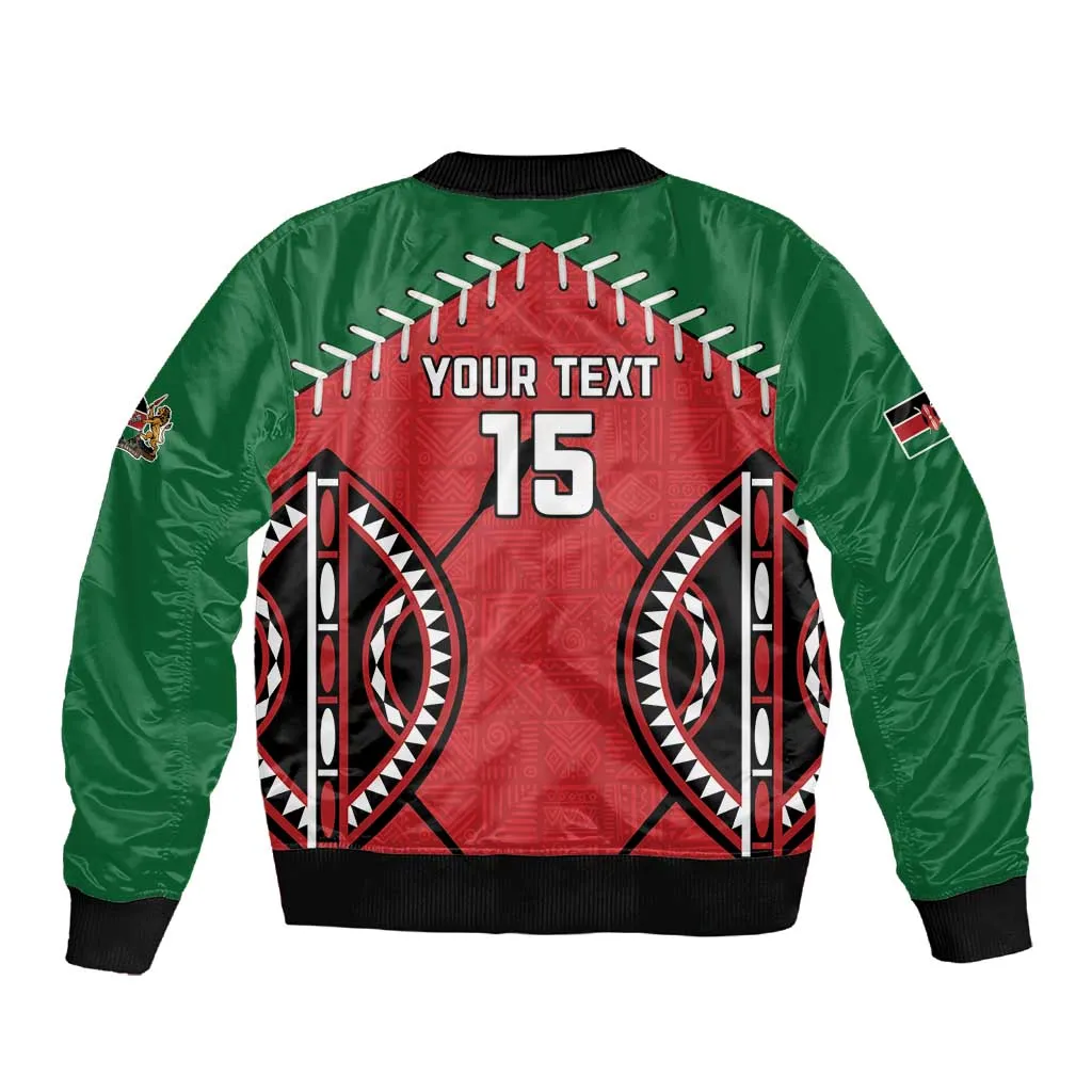 Custom Kenya Rugby Sleeve Zip Bomber Jacket We Are Simbas LT15