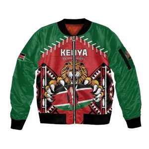 Custom Kenya Rugby Sleeve Zip Bomber Jacket We Are Simbas LT15