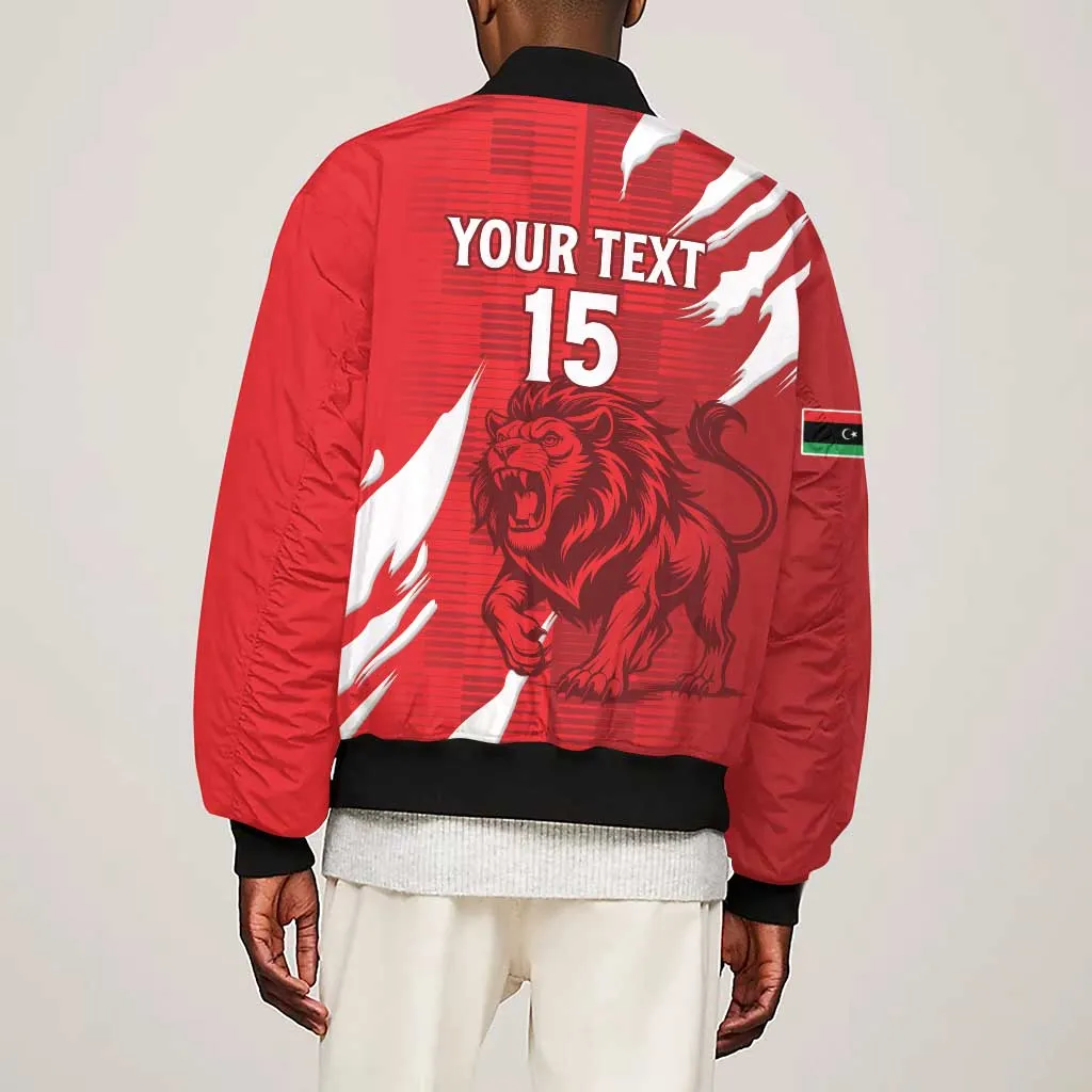 Custom Libya Football Sleeve Zip Bomber Jacket Yalla Libya LT15