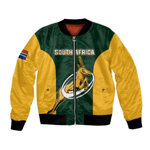 Custom South Africa Rugby Bomber Jacket - Springboks Go Champions with Protea Pattern LT01