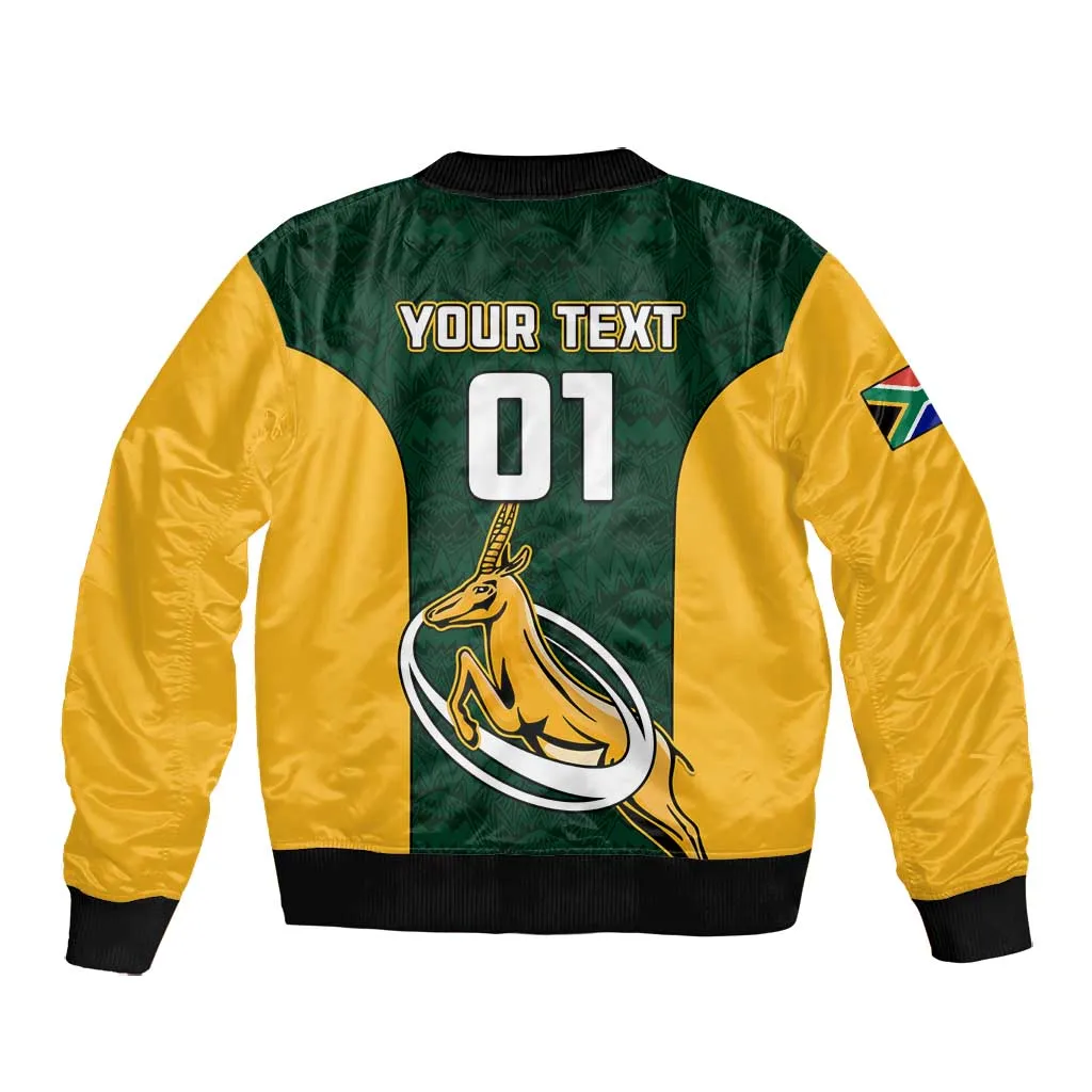 Custom South Africa Rugby Bomber Jacket - Springboks Go Champions with Protea Pattern LT01
