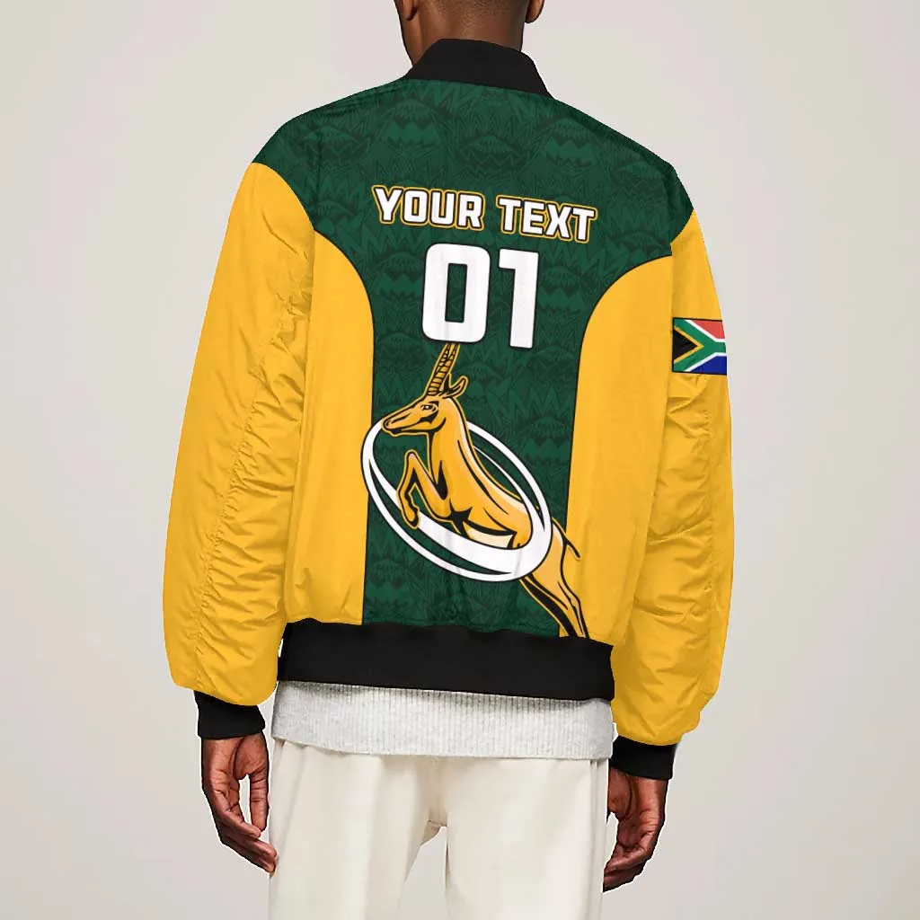 Custom South Africa Rugby Bomber Jacket - Springboks Go Champions with Protea Pattern LT01