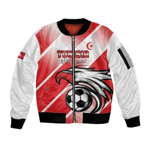 Custom Tunisia Football Sleeve Zip Bomber Jacket Go Eagles of Carthage LT15