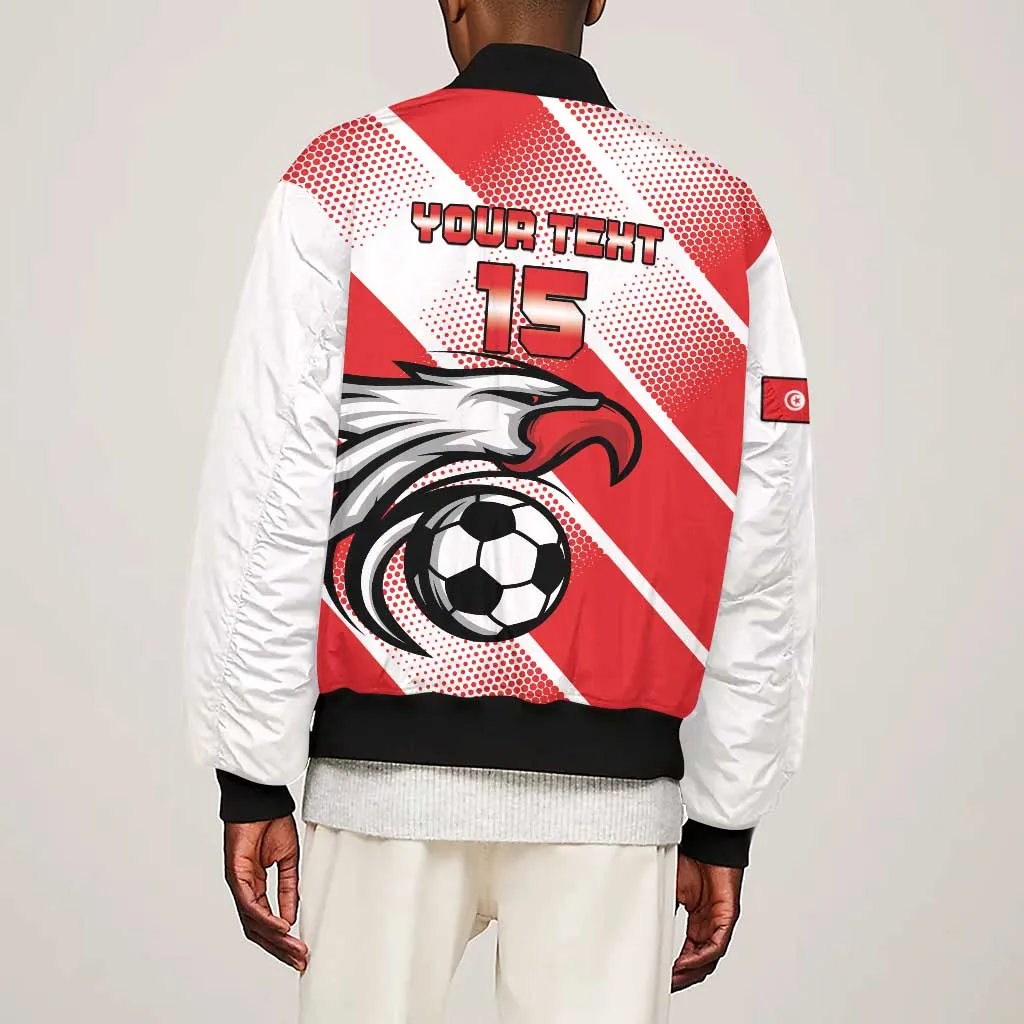 Custom Tunisia Football Sleeve Zip Bomber Jacket Go Eagles of Carthage LT15