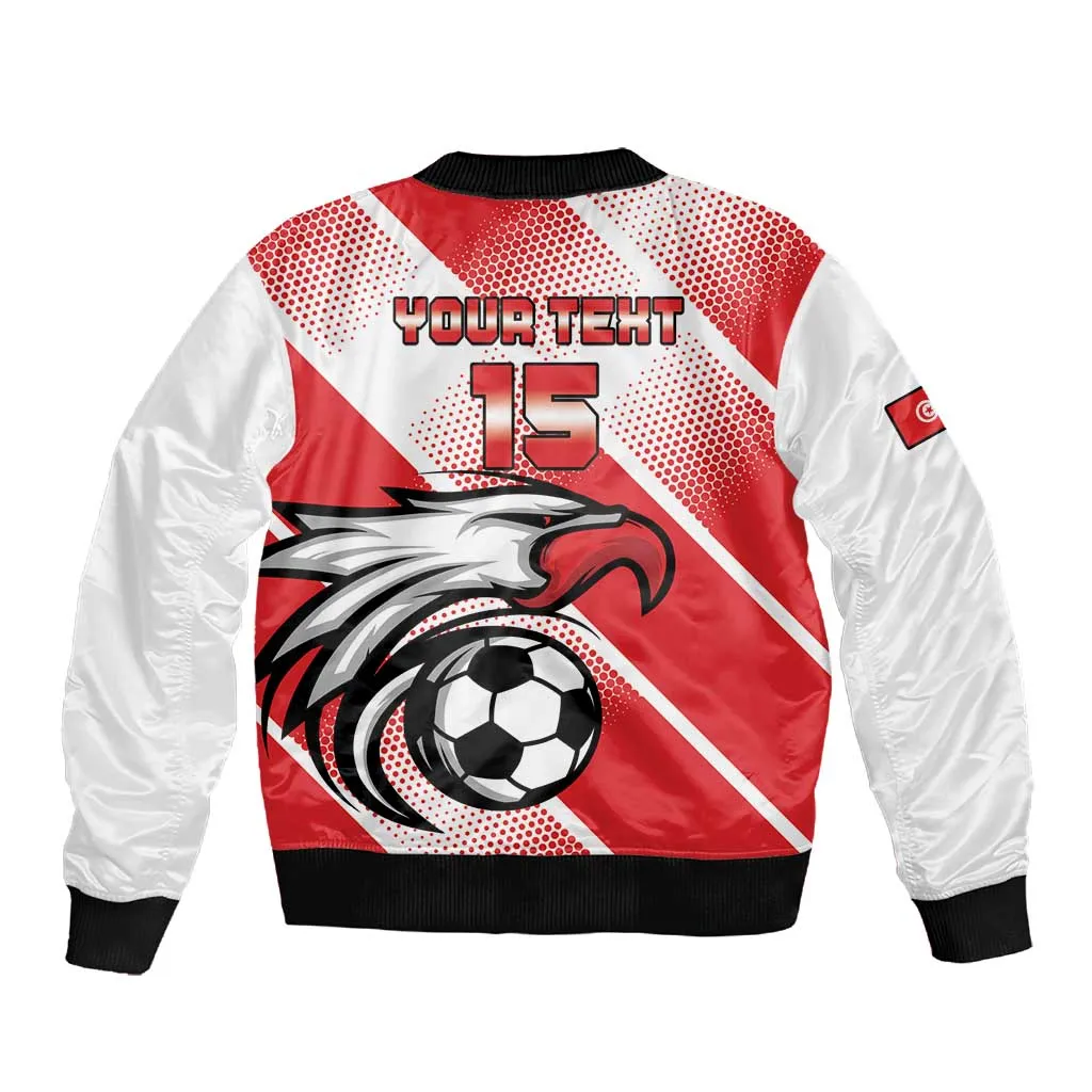 Custom Tunisia Football Sleeve Zip Bomber Jacket Go Eagles of Carthage LT15