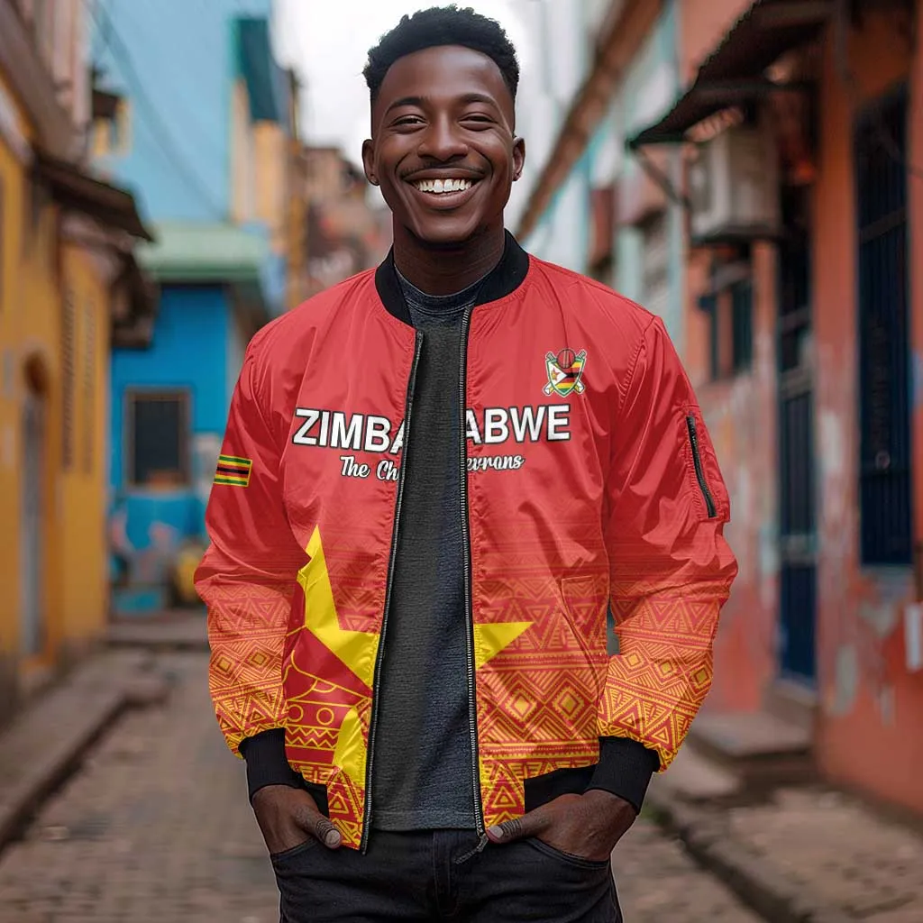 Custom Zimbabwe Cricket Sleeve Zip Bomber Jacket Go Champions LT15
