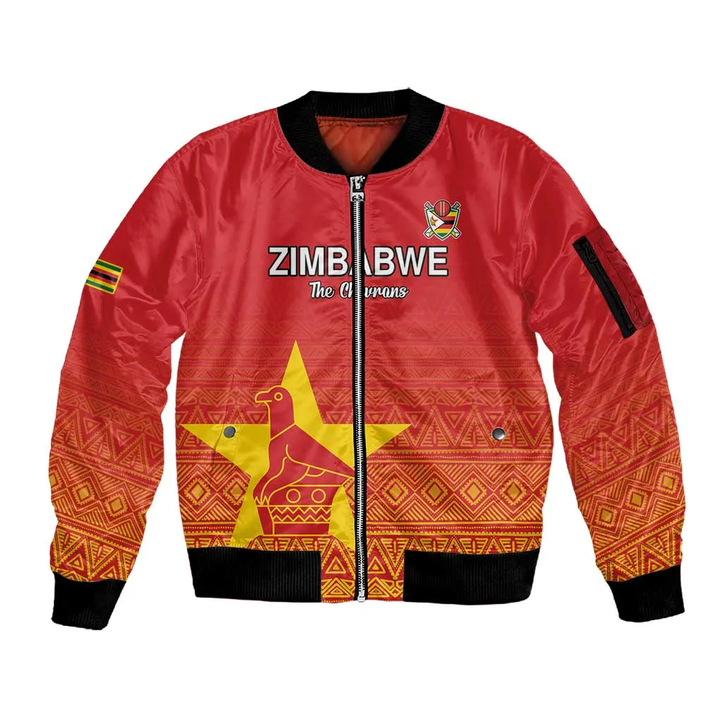 Custom Zimbabwe Cricket Sleeve Zip Bomber Jacket Go Champions LT15
