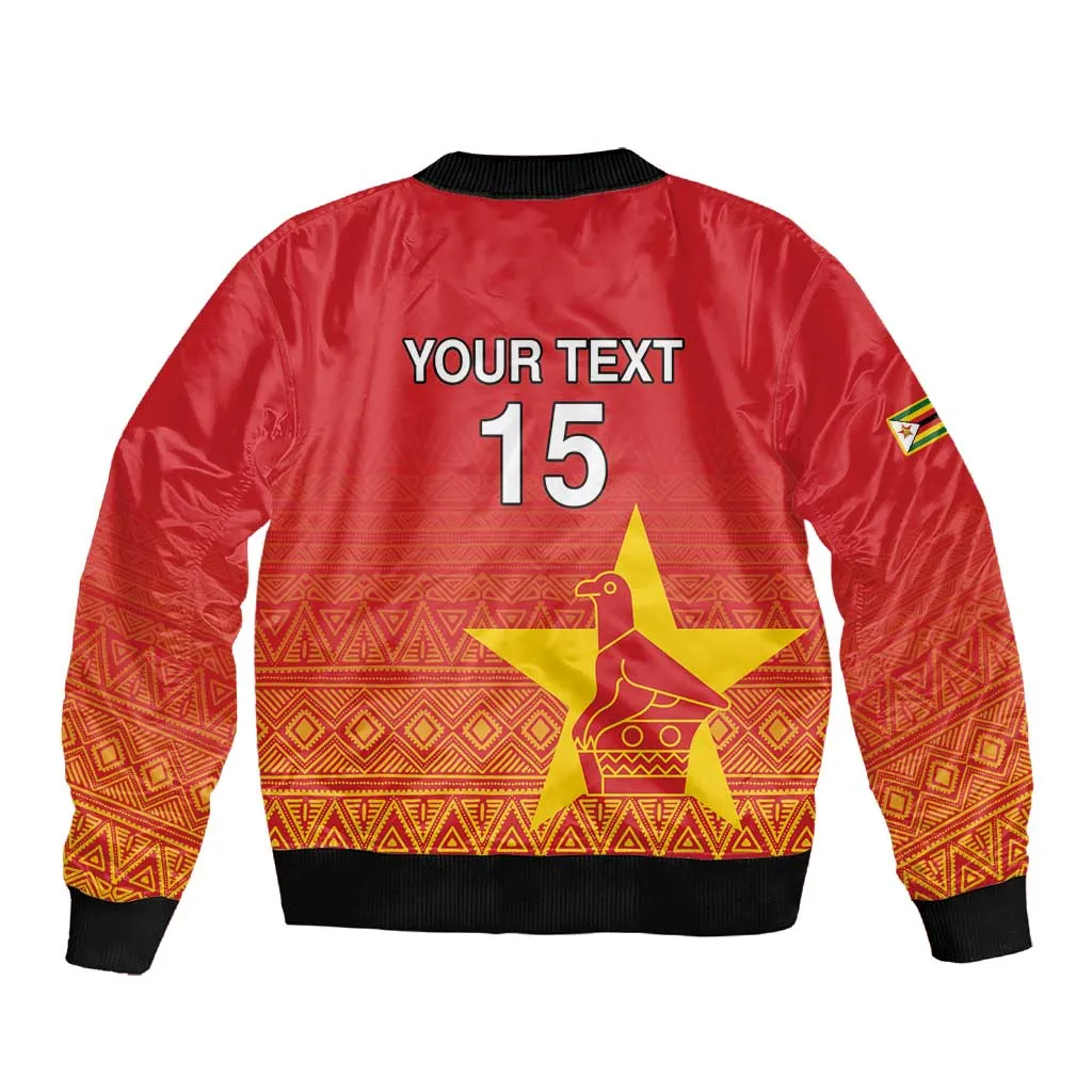 Custom Zimbabwe Cricket Sleeve Zip Bomber Jacket Go Champions LT15