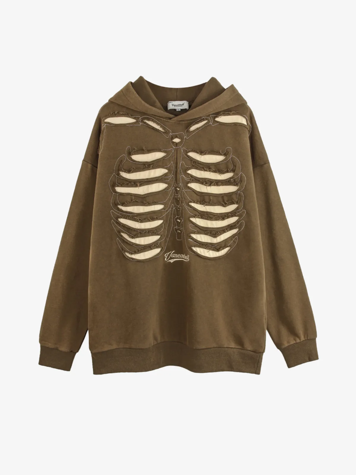 CUT OUT SKELETON ZIP UP HOODIE