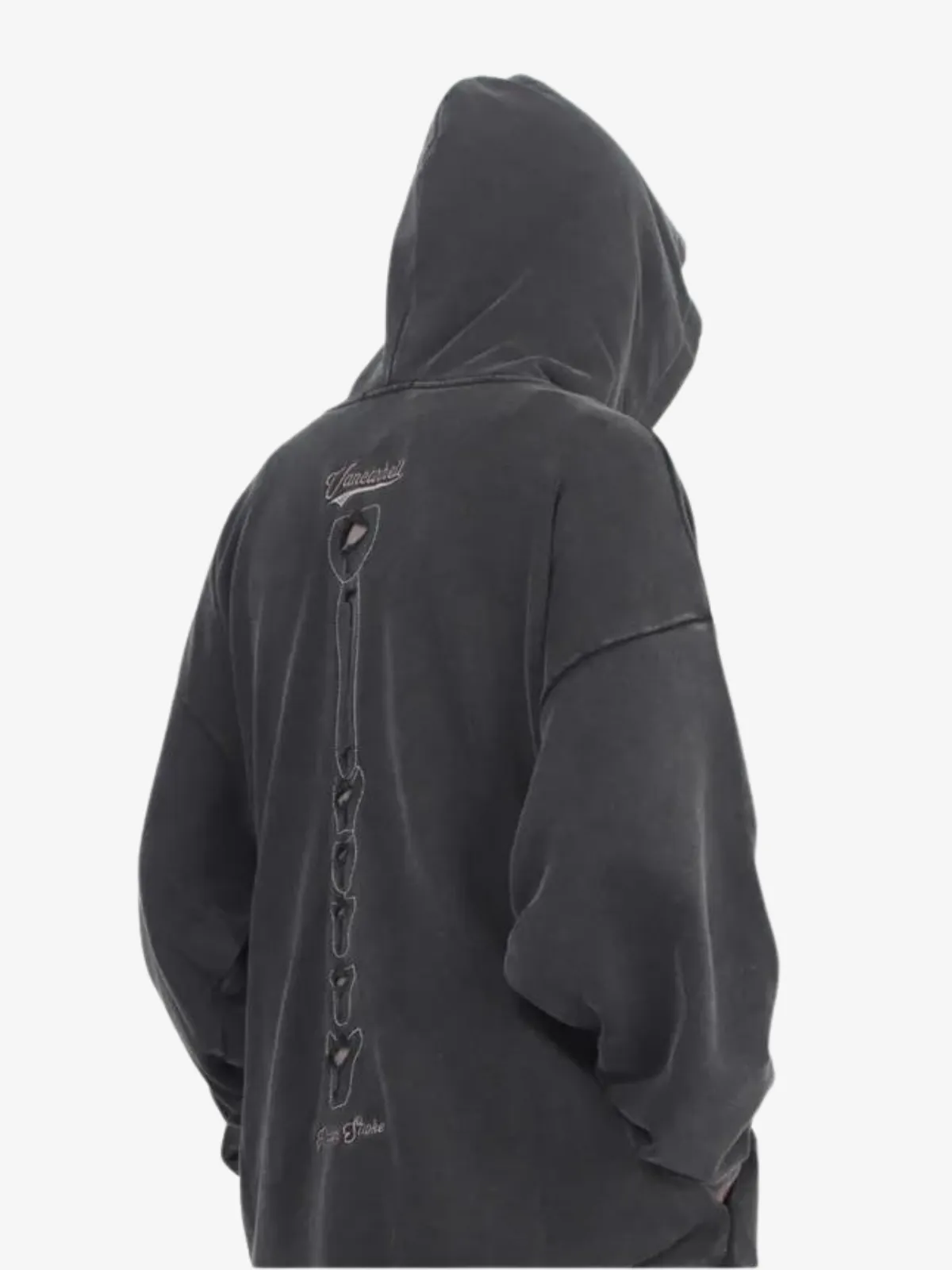 CUT OUT SKELETON ZIP UP HOODIE