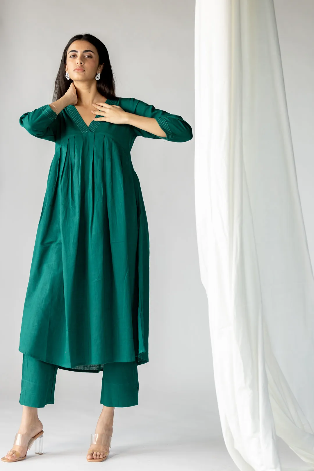 Dark teal kurta set