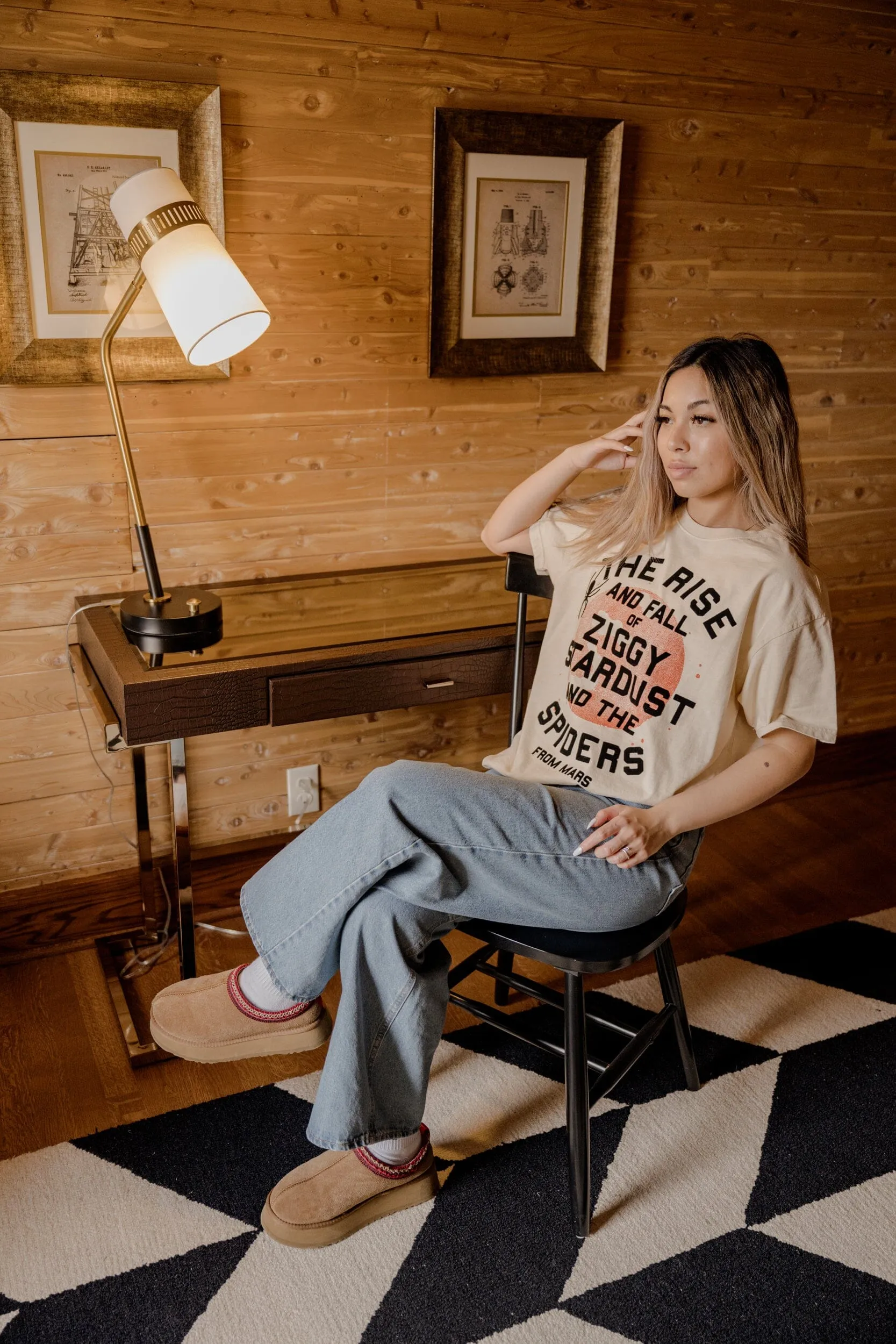 David Bowie Rise Spider Flocked Off White Hi-Dive Tee