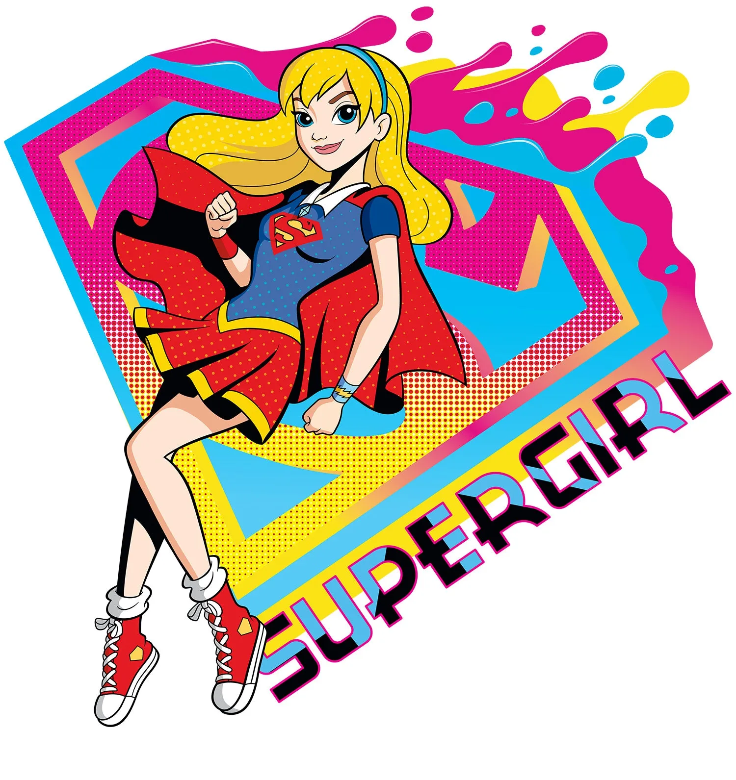 DC Super Hero Girls Supergirl Logo Drips Official Kid's T-Shirt (White)