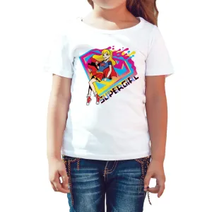 DC Super Hero Girls Supergirl Logo Drips Official Kid's T-Shirt (White)