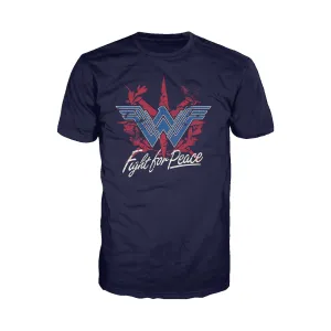 DC Wonder Woman Logo Fight Peace Official Men's T-shirt (Navy)