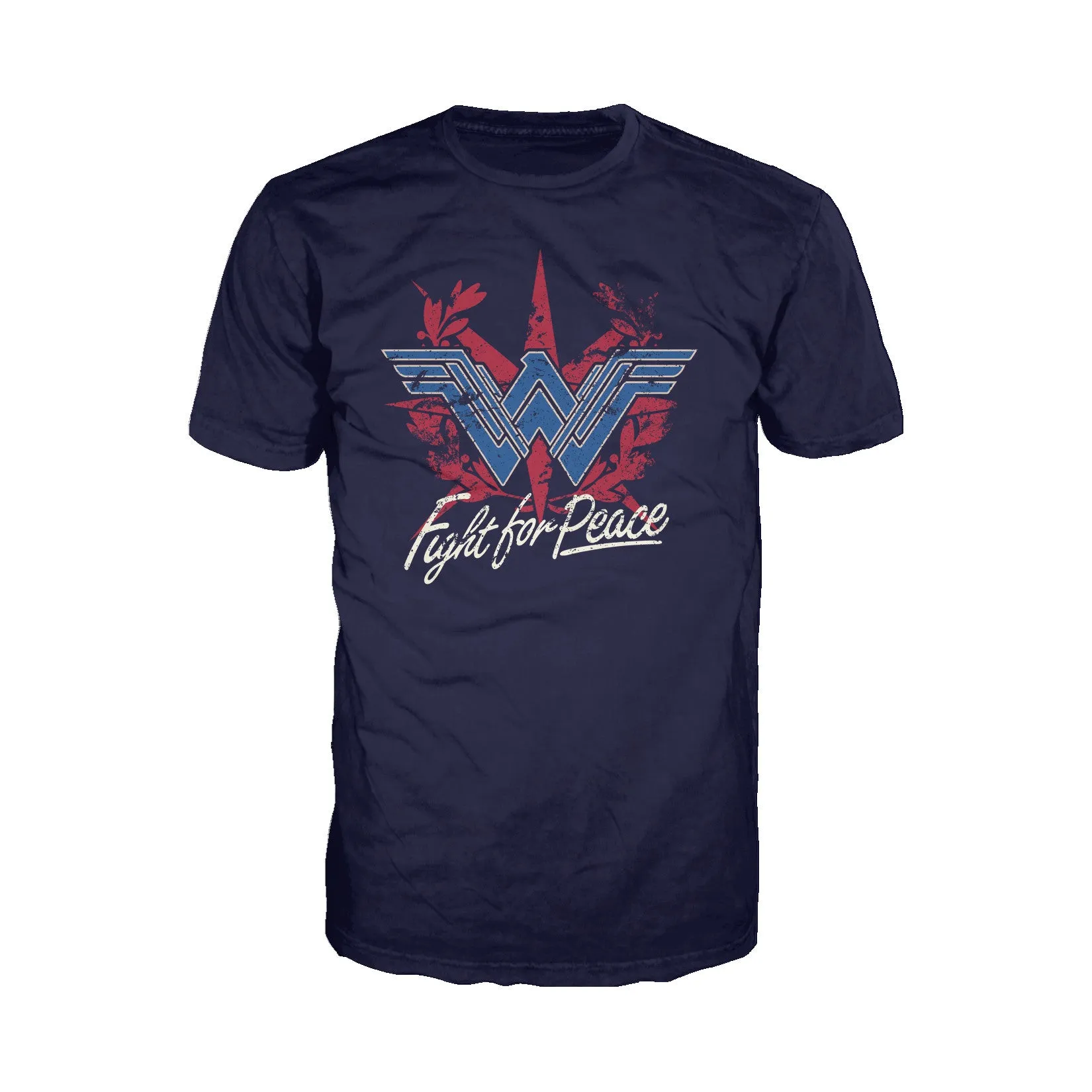 DC Wonder Woman Logo Fight Peace Official Men's T-shirt (Navy)