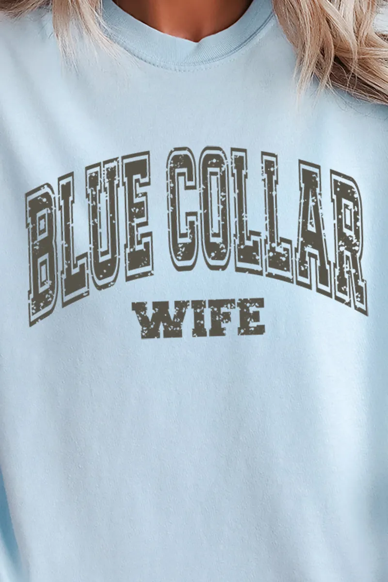 Distressed Blue Collar Wife Comfort Colors Adult Ring-Spun Cotton Tee