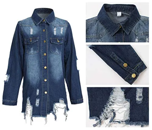 Distressed Ripped Oversized Denim Jacket