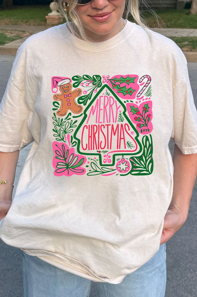 Doodle Merry Christmas Boho Comfort Colors Adult Ring-Spun Cotton Tee