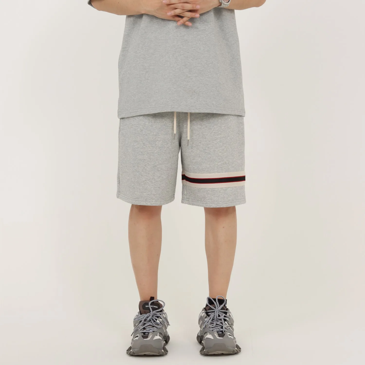 Drawstring Stitching Stripe Shorts