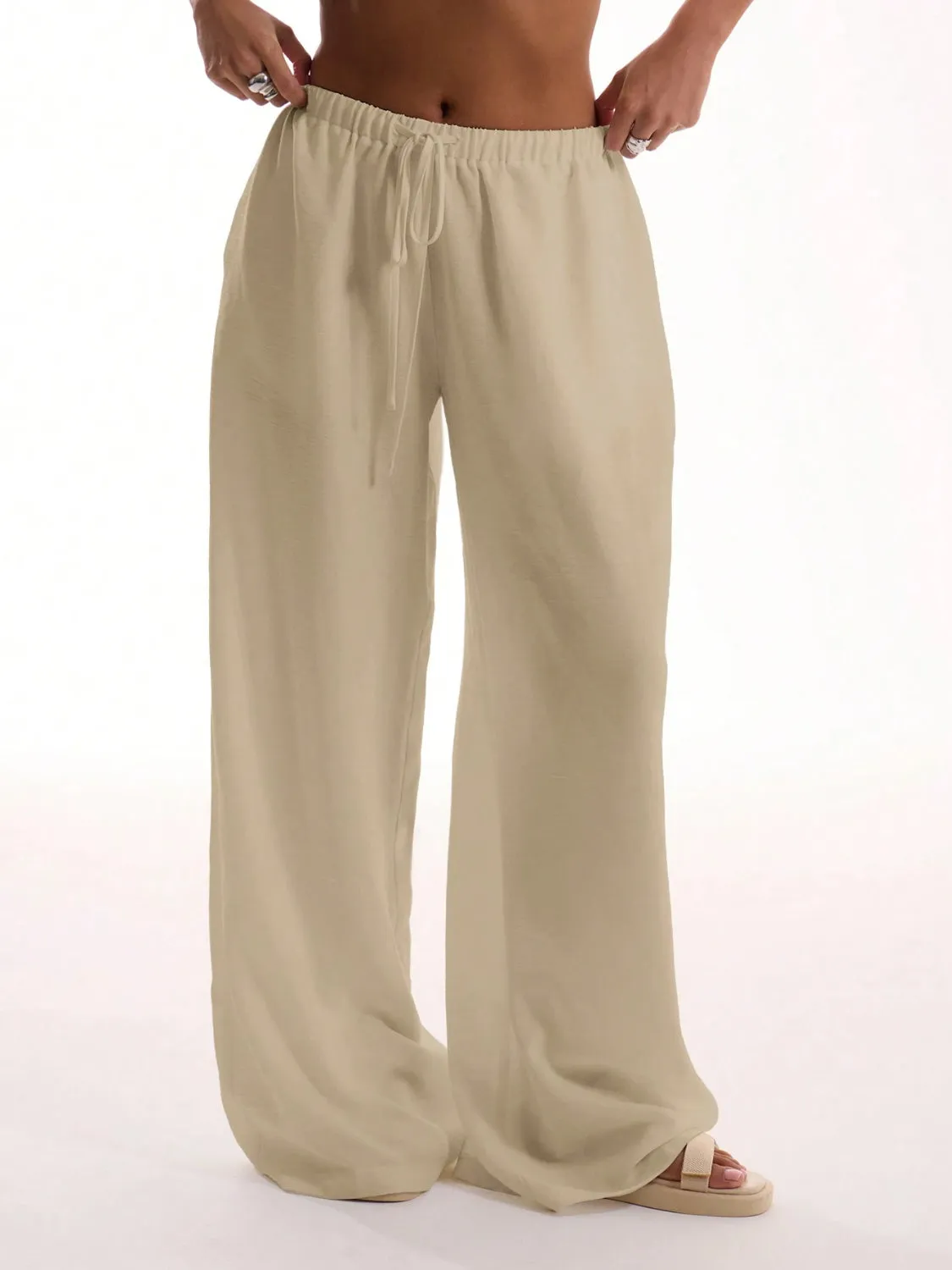 Drawstring Wide Leg Pants